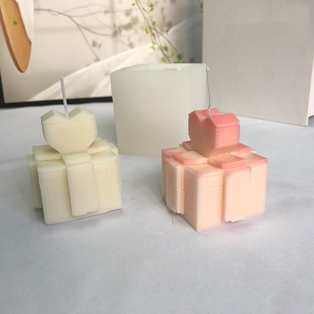 Christmas Gift Box Candle Silicone Mold Geometric Love Gift Box Candle Mold DIY Fondant Chocolate Cake Decorating Tool