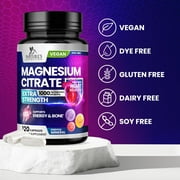 Magnesium Citrate 1000mg Per Serving - 3X Strength Magnesium Supplement for Bone, Muscle, Heart, Natural Sleep Support for Men & Women, Vegan Mag Mineral Pills, Non-GMO, Bottled in USA - 120 Capsules