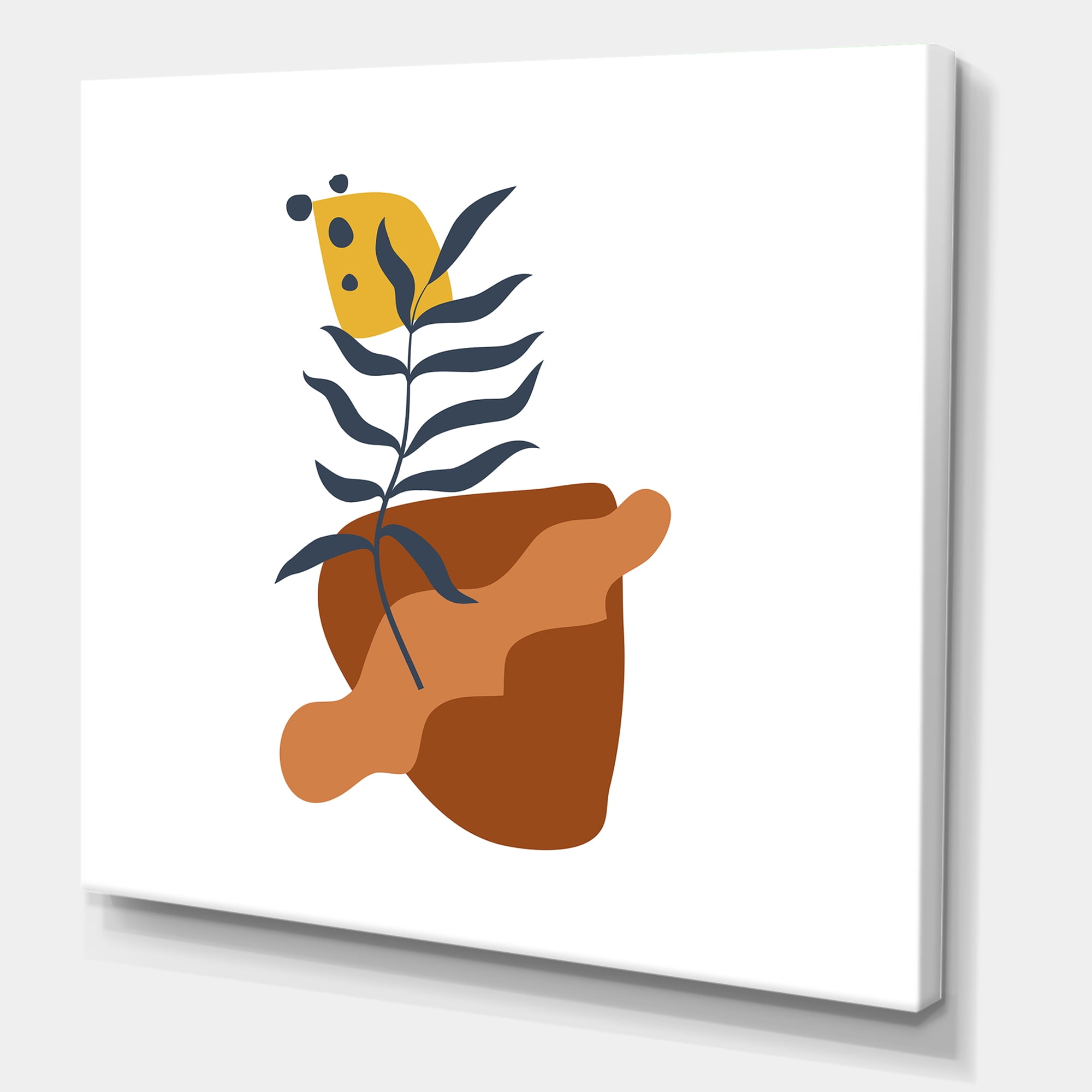 Designart ' Abstract Flowers Plants With Elementary Shapes VI ' Modern Canvas Wall Art Print