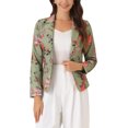 thumbnail image 1 of SACO DE TRABAJO PARA MUJER CHIC INSPIRE, AJUSTADO, CON SOLAPA EN V, ESTAMPADO, ABIERTO, TALLA XS, VERDE POLVO-FLORAL, 1 of 6
