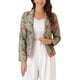 thumbnail image 1 of SACO DE TRABAJO PARA MUJER CHIC INSPIRE, AJUSTADO, CON SOLAPA EN V, ESTAMPADO, ABIERTO, TALLA XS, VERDE POLVO-FLORAL, 1 of 6