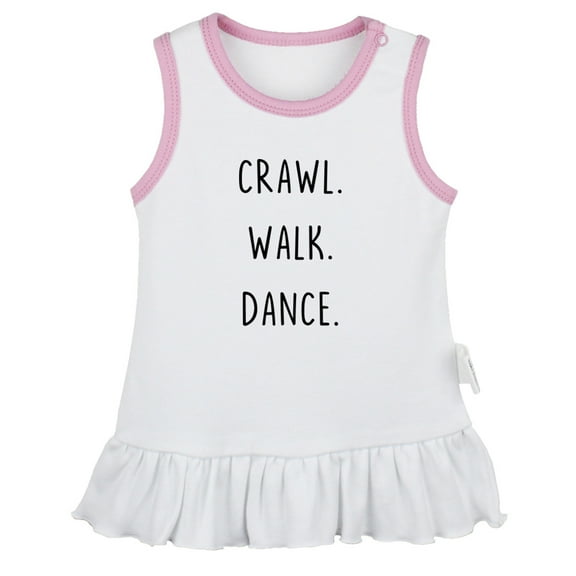 iDzn Crawl Walk Dance Funny Dresses For Baby, Newborn Babies Skirts, Infant Princess Dress, 0-24M Kids Graphic Clothes (White Sleeveless Dresses, 0-6 Months)
