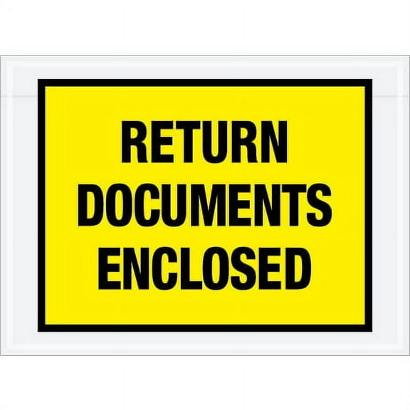 "Return Documents Enclosed" 7 1/2 x 5 1/2" Envelopes, Yellow 1000/Case