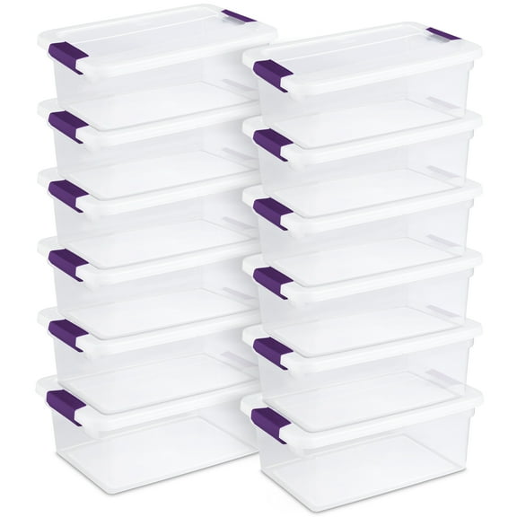 Sterilite 15 Qt ClearView Latch Box, Stackable Organizer Bins with Latching Lids, 12 Pack