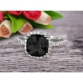 thumbnail image 2 of Cushion Cut 2.05 Carat Black Diamond Moissanite Engagement Ring Anniversary Gift 10k White Gold Halo Design, 2 of 5