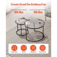 thumbnail image 6 of Modern Nesting Coffee Table Set of 2 - 23.6" Round Glass End Tables with Metal Frame for Living Room, Bedroom, Balcony, 6 of 10