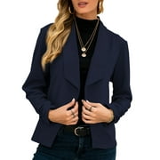 Womens Solid Open Front Blazer Suit Jacket Coat Formal Business Work Slim Long Sleeve Outwear