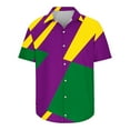thumbnail image 2 of BLTIBY Mardi Gras Shirts for Men Button Up Short Sleeve Lapel Carnival Printed Blouse Fashion Lightweight Casual Tops Purple 2 4XL, 2 of 4