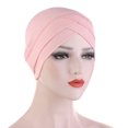 thumbnail image 2 of Wuphunn Ladies Slip On No Tie Stretch Turban Head Wrap Skin Friendly Chemo Headwear Multi Purpose Sleep Daily Hair Loss Head Cover Cap Q1 Pink One size, 2 of 2
