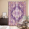 thumbnail image 3 of Purple Orange Boho Kitchen Curtains 84 Inch Length, Ethnic Geometric Middle Century Art Grommet Top Bedroom Living Room Curtains, Light Filtering Cafe Curtain Drapes 2 Panels Set 84''x84'', 3 of 9