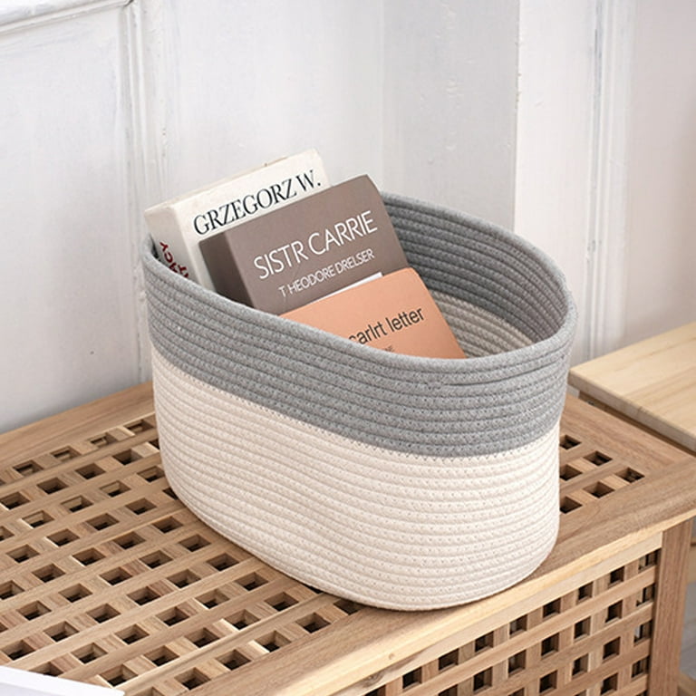 Woven Cotton Rope Storage Basket, Cube Changing Table Organizer for Closet  Towels, Baby Nursery Bin, Small Dog Cat Toy Box, Gift Baskets empty, 