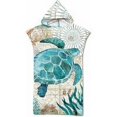 thumbnail image 1 of Toalla Poncho de Surf, Tejido de Microfibra de Secado Rápido, Bata Cambiante con Capucha, Bata de Baño Cambiante de Playa para Nadar para Adultos, Tortuga Grande, 75 x 110 cm, 1 of 5
