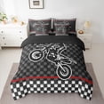 thumbnail image 2 of Feelyou Cartoon Motorcycle Lover Bedding Comforter Set 7pcs, Dirt Bike Sports Queen Bedding Sets, Teens Kids Boys Girls Reversible Queen Sheet Sets, Breathable Home Decor, 2 of 7