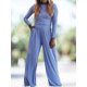 thumbnail image 5 of Bolsillos Conjuntos de salón de 2 piezas Color sólido Mujer Estilo casual Slim Fit Traje diario, 5 of 9