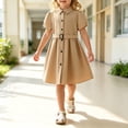 thumbnail image 2 of WERYOUNG Mid Length Girls Dresses Elegant Long Sleeve Lapel Collar Button Down Back To School Dresses For Girls Kids Breathable Sundresses, 2 of 4