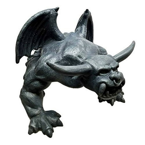 HADES HELL BULL HOUND GROWLING GARGOYLE SCULPTURE FAUX STONE FIGURINE