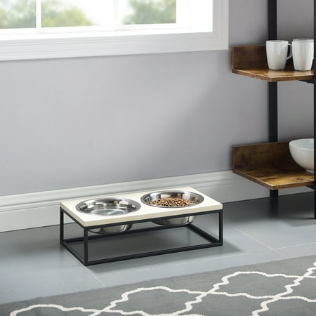 UPC: 0850018680905 | Sam s Pets Dan Double Wood and Stainless Steel dog and cat feeding Bowl
