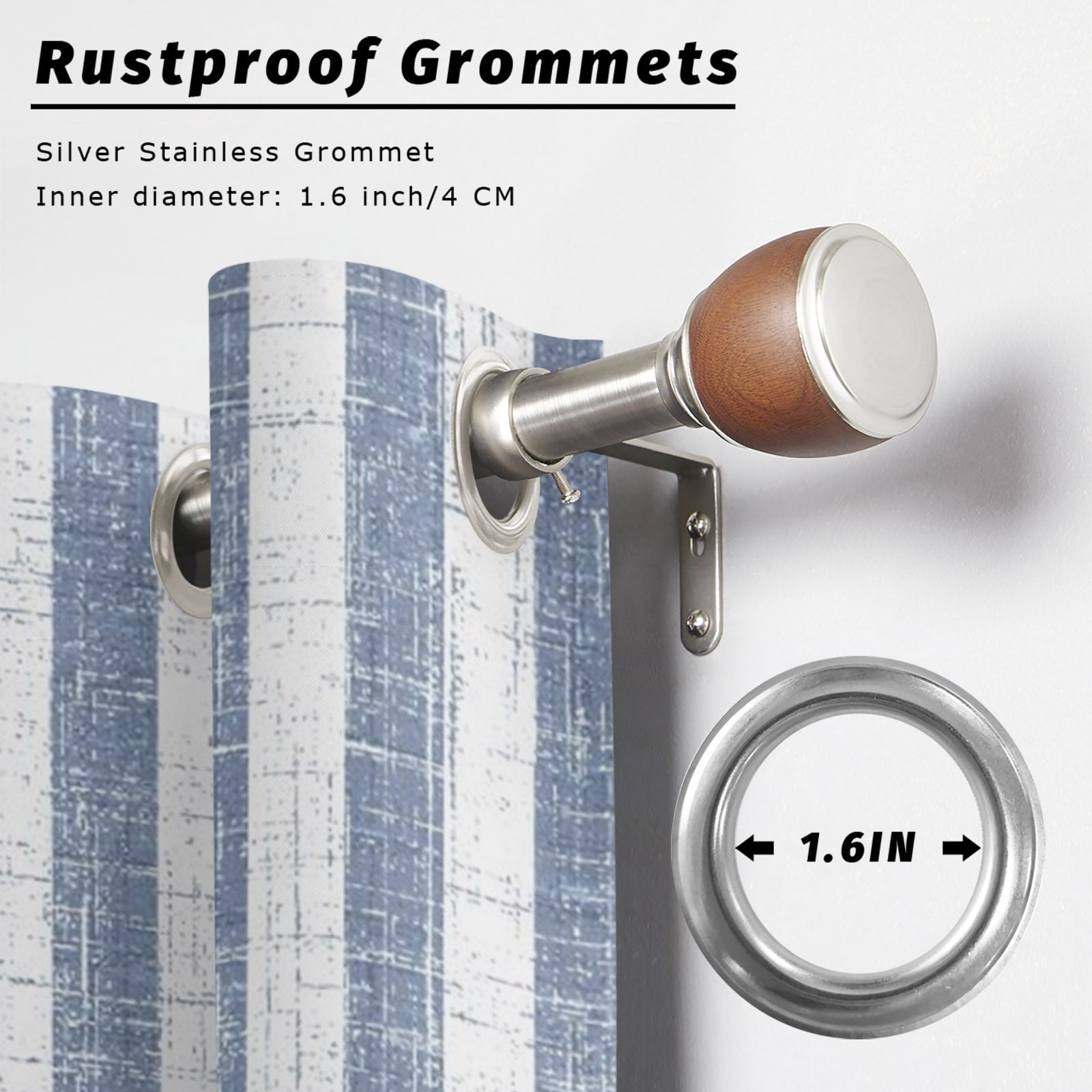 Blue Stripes Outdoor Curtains for Patio, Modern Abstract Linens Farmhouse Sunshade Privacy Drapes Grommet Waterproof Outside Curtains for Porch/Cabana/Balcony 54"x 108", 1 Panel