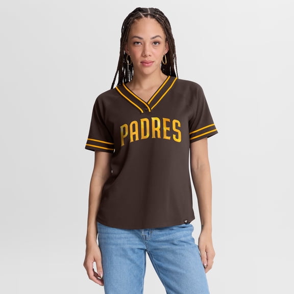 Women's Fanatics Brown San Diego Padres Diva Race Ahead Raglan V-Neck T-Shirt