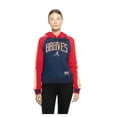 thumbnail image 5 of Women's-New Era  Navy Atlanta Braves Cooperstown Collection Cropped Raglan Pullover Hoodie, 5 of 6