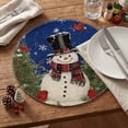 thumbnail image 5 of Smile Snowman Trees Snowflakes Christmas Round Placemats Set of 4 Round 14 Inch Blue, 5 of 7