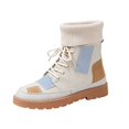 thumbnail image 3 of YOUYEDIAN Boots for Women Fall Winter Versatile Patchwork Design Fashion Strap Platform Round Toe Ankle Booties Casual Warm Comfy Flat Walking Shoes, 3 of 5