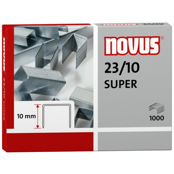 Novus 23/10 Super Heavy Duty Staples, 23 Gauge Galvanized Steel, Precision Formed and Glued to Prevent Binding, 10mm Length