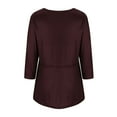 thumbnail image 4 of Scyoekwg 3/4 Sleeve Tops for Women V-Neck Pleated Layered Loose Tops Dressy Casual Blouses Vintage Solid Color Loose Fall Clothes Fashion Tops(Coffee,XXL), 4 of 5