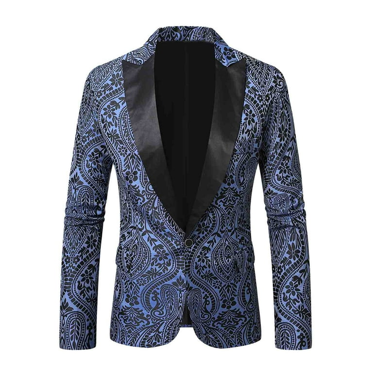 FAWUUDO Men's Dress Floral Suit Notched Lapel Pimp Blazer Dress Suit  Vintage Gold Black Elegant Tuxedo Mardi Gras Carnival Navy - Walmart.com
