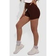 thumbnail image 5 of Rib Knit High Waist Hot Shorts - Chocolate Brown, 5 of 10