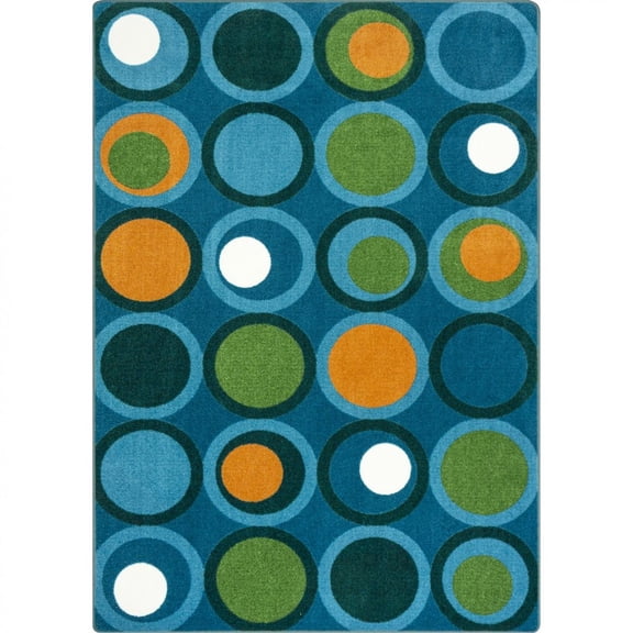Joy Carpets Kid Essentials Circle Back 5'4" x 7'8" Area Rug in Color Citrus
