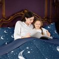 thumbnail image 4 of Homewish Mystic Galaxy Twin Comforter Sets, Stars Moon Bedding Set, Navy Blue White, Navy Blue Reversible 2 Piece, 1 Comforter and 1 Pillowcase, 4 of 6