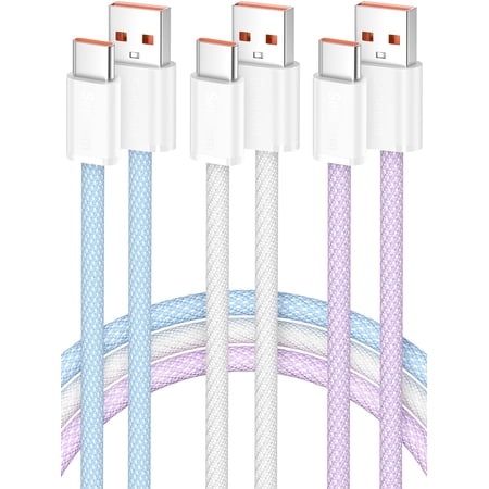 USB C Cable 10FT 3-Pack, USB A to USB Type C Long Charger Cord, 3A Fast Charging Compatible with iPhone 15 16 17 Pro, Samsung S24/S23 S22/Note 20/10, , iPad Android Accessories