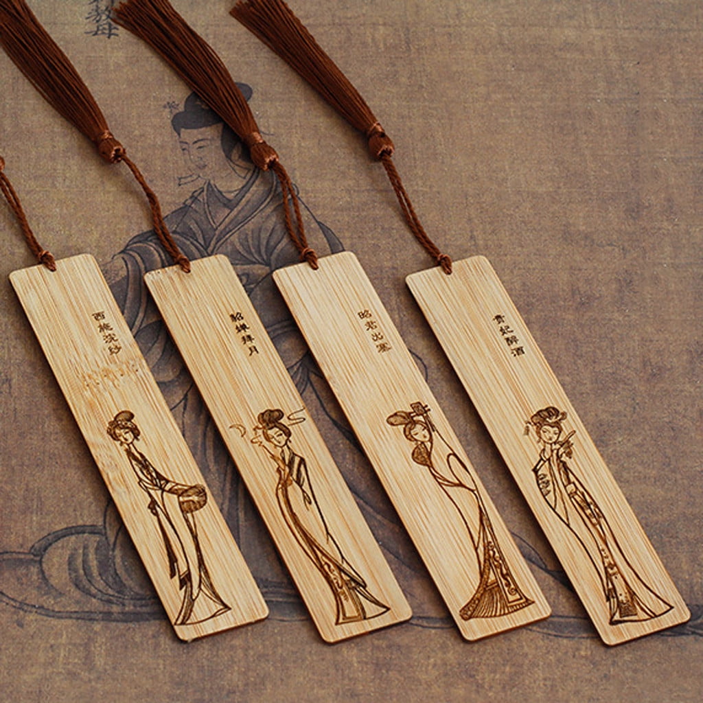 4pcs Wooden Bookmarks Classic Vintage Hollow Retro Chic Bookmark fir