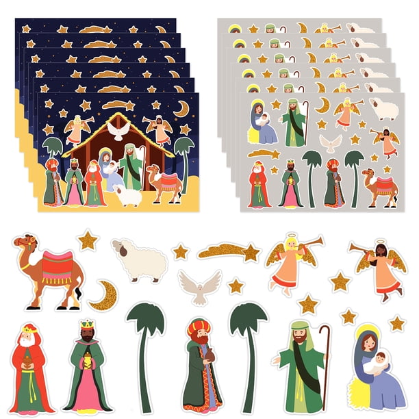 WaaHome Nativity Stickers 12 Sets Make a Nativity Scene Stickers for ...