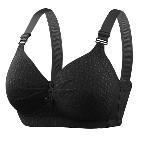Everyday Bras for Women - Middle Aged and Elderly Bras without Steel Rings Large Size Underwear Front Button Style Bra Comfortable Bra - Black