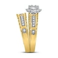 thumbnail image 4 of 14kt Yellow Gold His & Hers Round Diamond Cluster Matching Bridal Wedding Ring Band Set 5/8 Cttw, 4 of 4