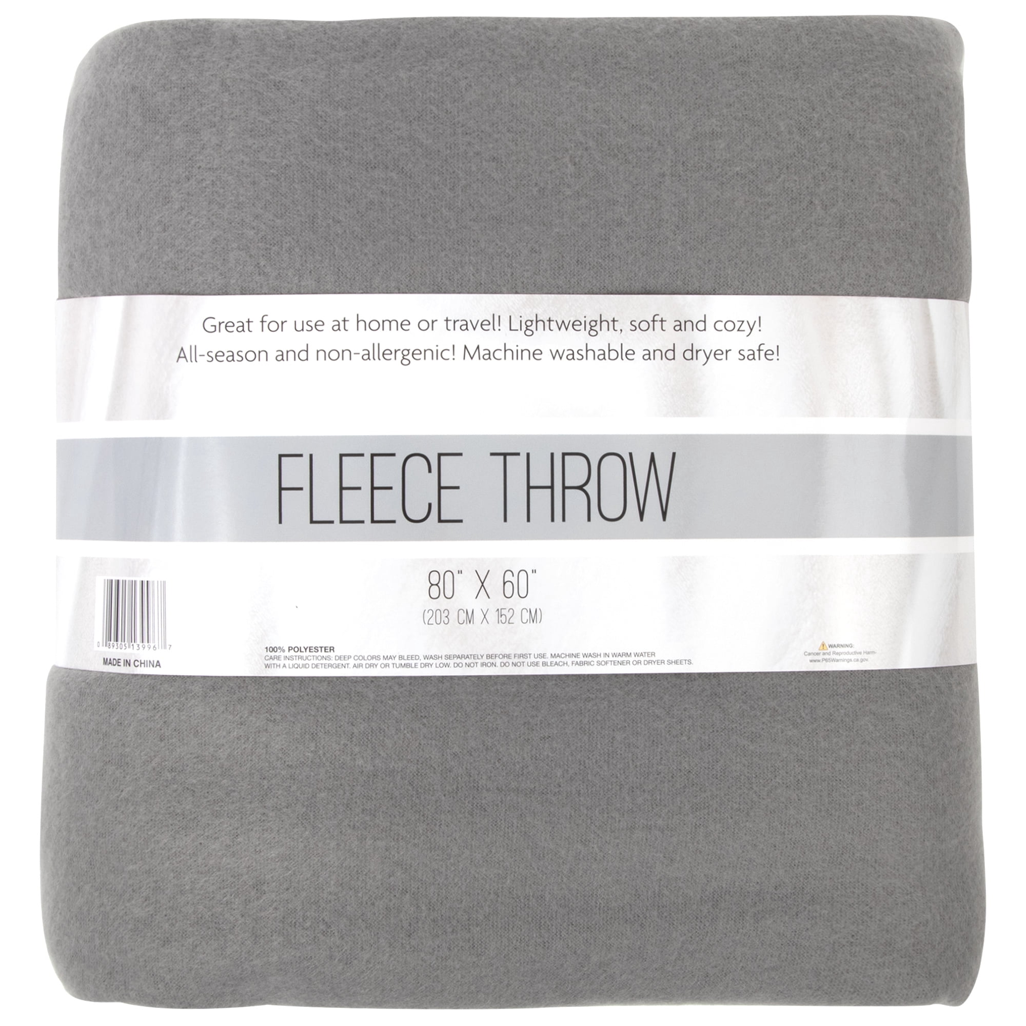 24 Pack of Bulk Wholesale 80"L x 60"W Solid Color Fleece Throw Blankets for Fall, Winter, Spring, Summer, Men, Women, Children, Homeless, Charity Donation Drives in Gray