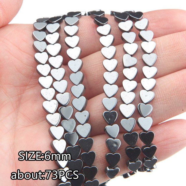 Cuentas de piedra de hematita Natural, abalorios espaciadores de faceta redonda de corazón para fabricación de joyas, pulsera, collar hecho a mano, hallazgos Diy