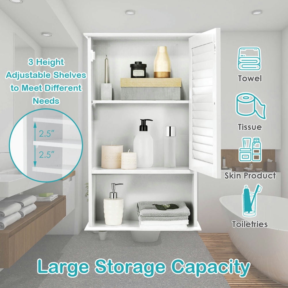 Finihen Bathroom Wall Cabinet, Wall Mounted Bathroom Cabinet, Medicine Cabinet, 27.5 Inch H Wall Hanging Bathroom Storage Cabinet, for Bathroom, White Finihen Bathroom Wall Cabinet, Wall Mounted Bathroom Cabinet, Medicine Cabinet, 27.5 Inch H Wall Hanging Bathroom Storage Cabinet, for Bathroom, White