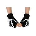 thumbnail image 4 of Unisex Half Finger Skeleton Pattern Glow in the Dark Knit Gloves, 4 of 4