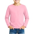 thumbnail image 4 of OGLCCG Long Sleeve Shirts for Girls Plain Crew Neck Stretchy Basic Layering Tops Lightweight Fall Winter Outfits Size 1-13 Years, 4 of 8