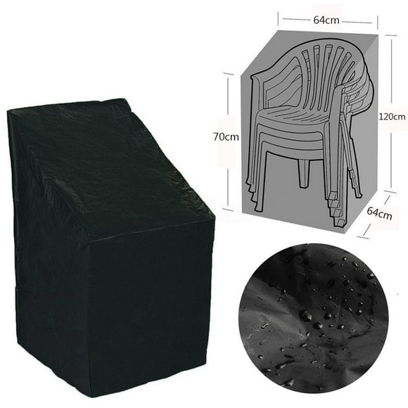 Black Waterproof Chair Cover - Durable Polyester for Patio, Garden, and Indoor Furniture (64x64x120cm)