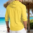 thumbnail image 6 of Chbgutlmr Cotton Linen Shirts for Men Drawstring Long Sleeve Button down Hooded T-Shirts Casual Loose Lightweight Plain TopsXLYellow, 6 of 8