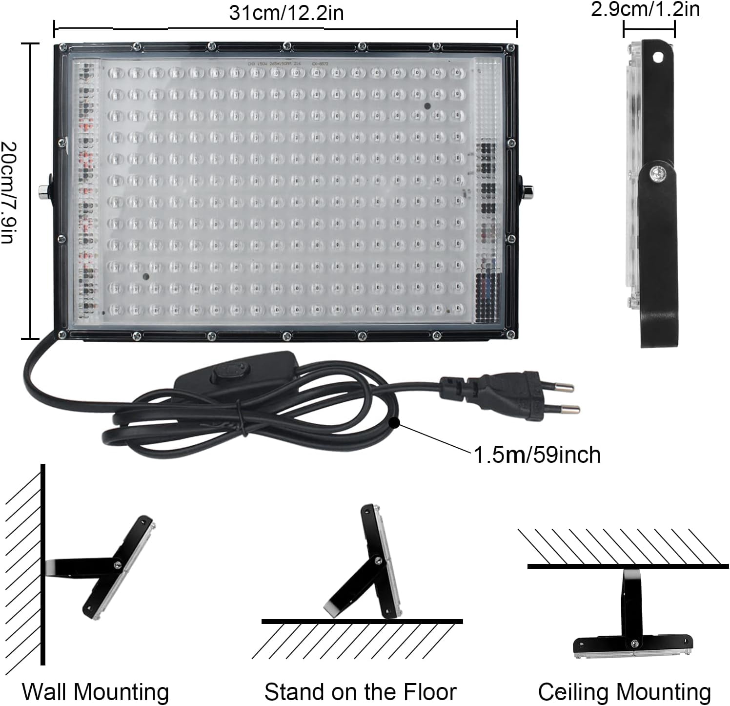 Ouside Waterproof Black UV LED Spotlight, 150W (2 Pack)