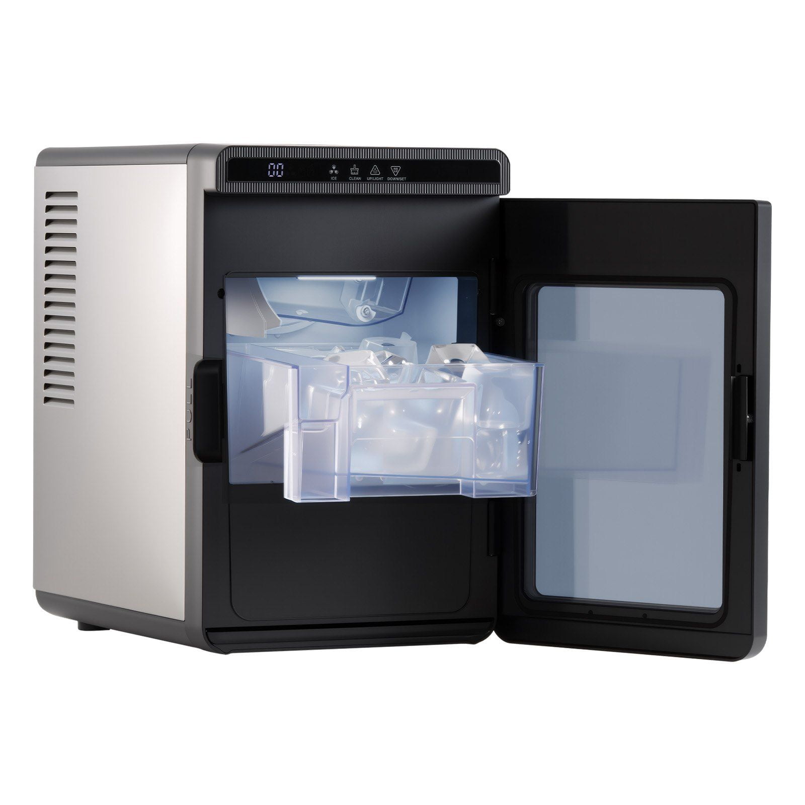 Countertop Ice Maker, 22 lbs per Day, Self-Cleaning Portable Machine with Tong, Drawer-Style Ice Access, Ice-Making Machine with Large Square Cubes, for Home, Kitchen, Office, Bar & Party