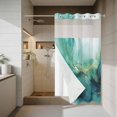 thumbnail image 4 of Teal Green Marble No Hook Shower Curtain with Snap in Liner Abstracts Glod Ombre Stone Crack Texture Waterproof Bathroom Shower Curtain with See Through Top Window for Bathtub 36" x 72", 4 of 9