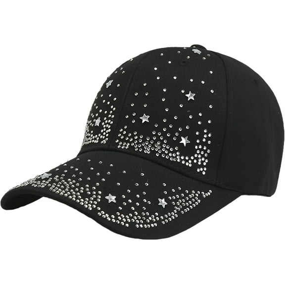 Colorful Rhinestone Baseball Cap Women Bling Butterfly Sequin Sun Protection Duckbill Hat Breathable Cotton