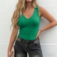 thumbnail image 5 of FUYUDY Women Slim Fit Basic Solid Color Deep V Neck Tank Tops Sleeveless Casual Stretch Soft Comfortable Summer Wear Relaxed Fit Female Camisole, 5 of 6