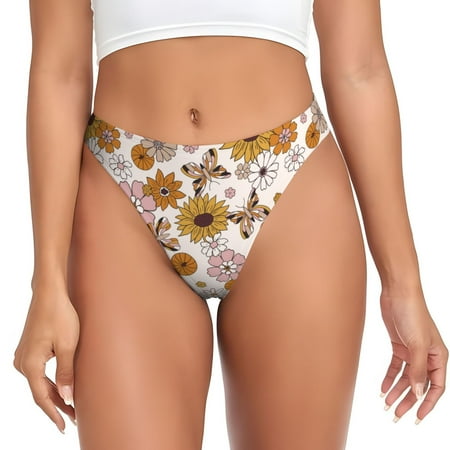 Sigee Sunflowers And Butterflies for Women s G-String Panty  Low Rise  Soft Lace Perfect for Everyday Wear or Special Occasions-Small